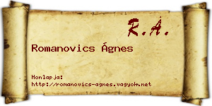 Romanovics Ágnes névjegykártya