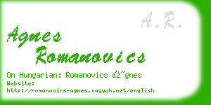 agnes romanovics business card